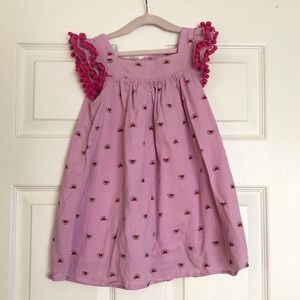 Pink Watermelon Dress with Pom Pom Sleeves